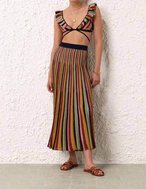 Alight Stripe Midi Skirt