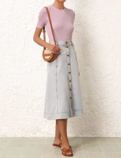 August A Line Denim Skirt