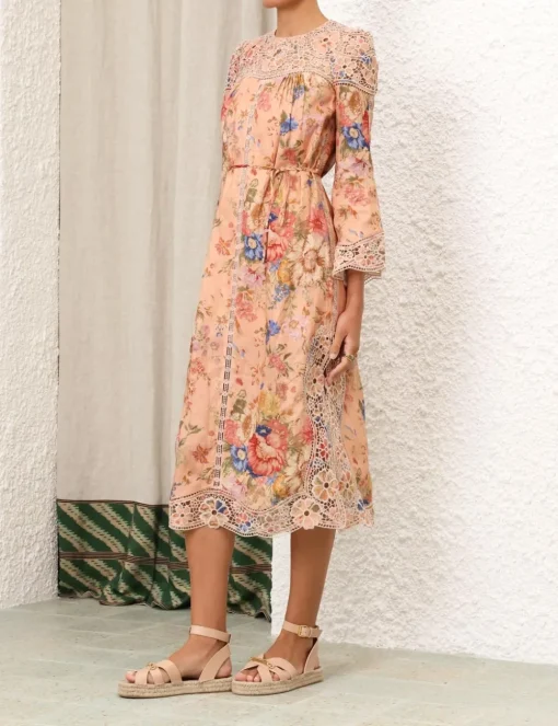 August Broderie Midi Dress