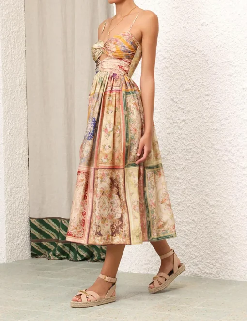 August Tie Front Midi Dress