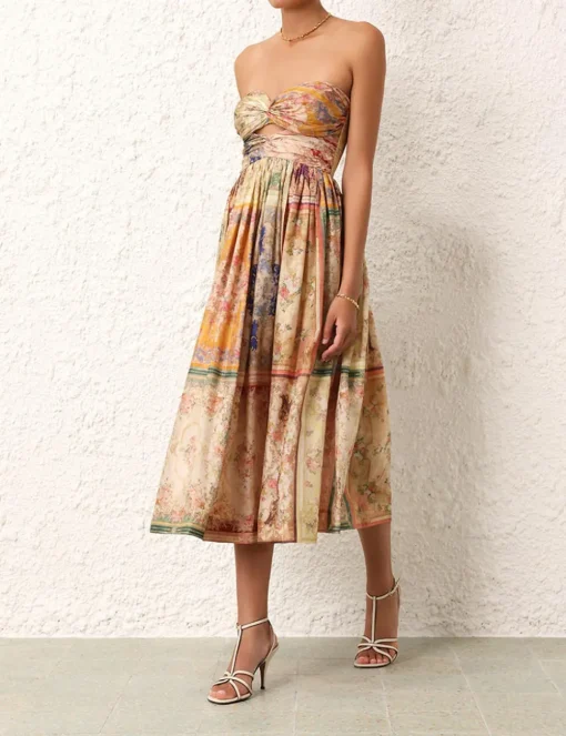 August Tie Front Midi Dress