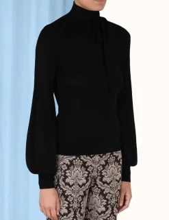 Blouson Tie-Neck Sweater