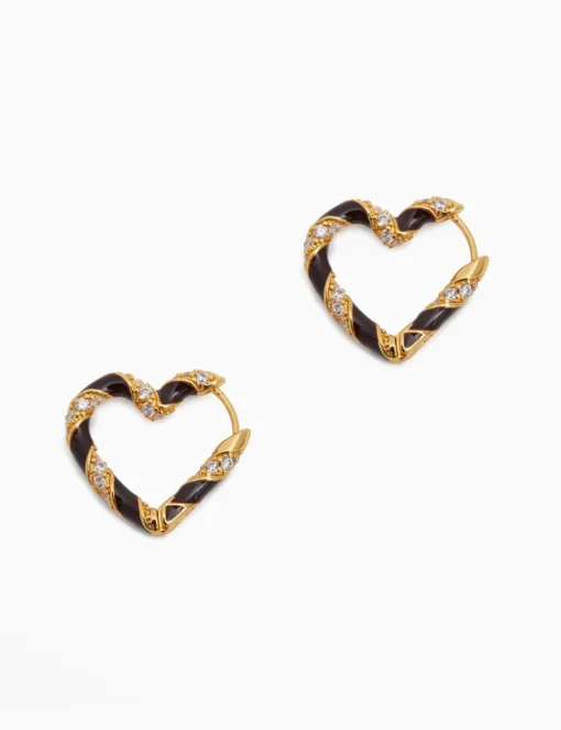 Candy Stripe Pave Heart Hoops