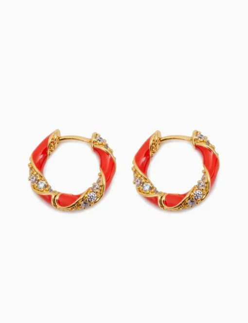 Candy Stripe Pave Hoops