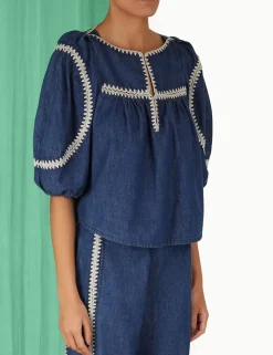 Chintz Denim Smock Top