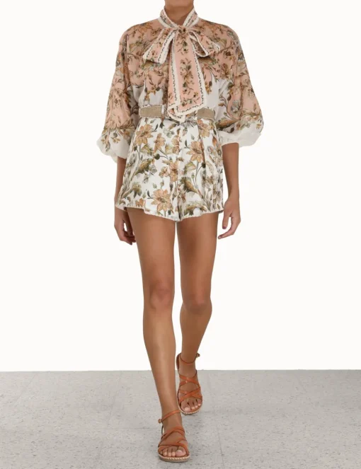Chintz Tie Neck Blouse