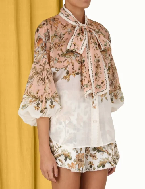 Chintz Tie Neck Blouse