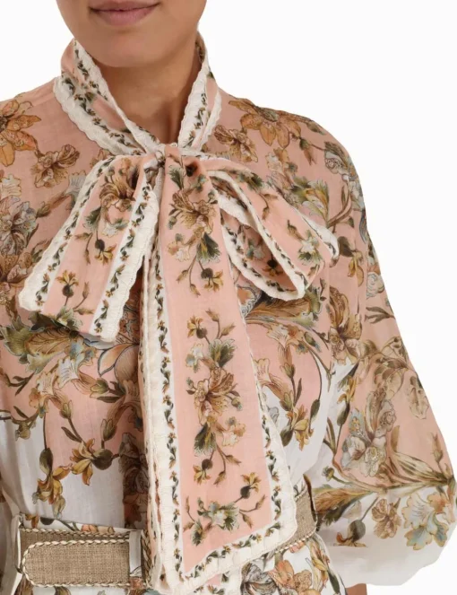 Chintz Tie Neck Blouse
