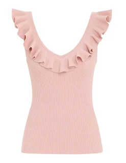 Chintz V-Neck Frill Tank