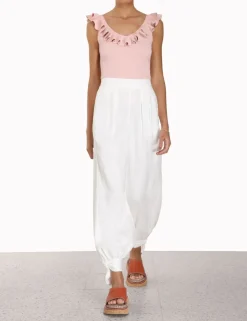 Chintz V-Neck Frill Tank