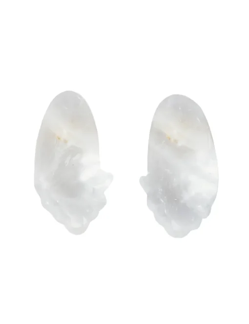 Crystal Carved Pebble Earrings