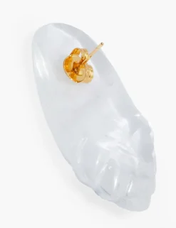 Crystal Carved Pebble Earrings