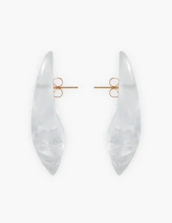 Crystal Carved Pebble Earrings