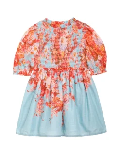 Devi Puff Sleeve Shirred Dress