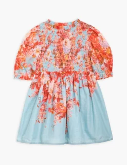 Devi Puff Sleeve Shirred Dress