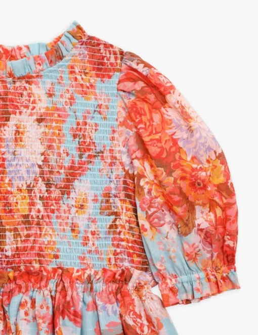 Devi Puff Sleeve Shirred Dress