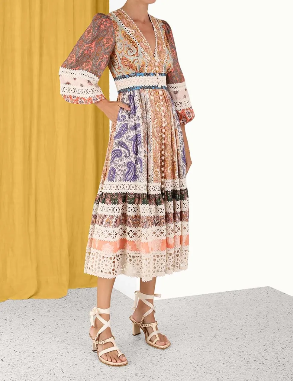 Devi Spliced Midi Dress