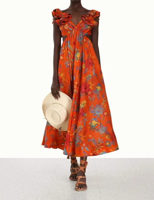 Ginger Frill Midi Dress