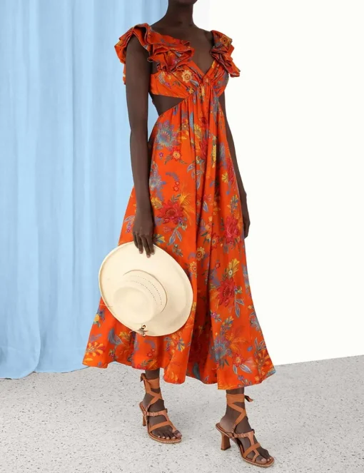 Ginger Frill Midi Dress