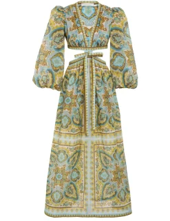 Halcyon Tie Front Midi Dress