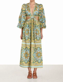 Halcyon Tie Front Midi Dress