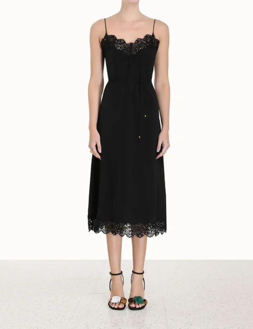 Lace Panel Slip Midi