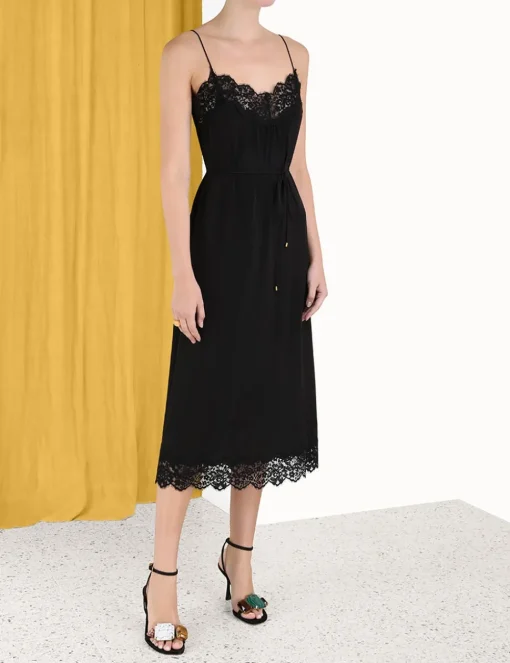 Lace Panel Slip Midi