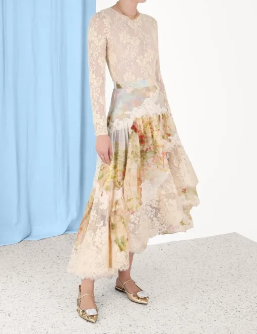 Luminosity Lace Spliced Skirt