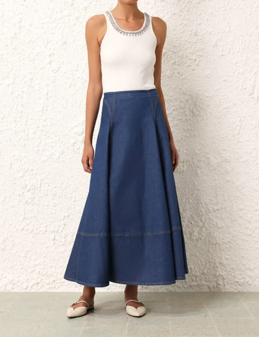 Matchmaker Denim Flare Skirt