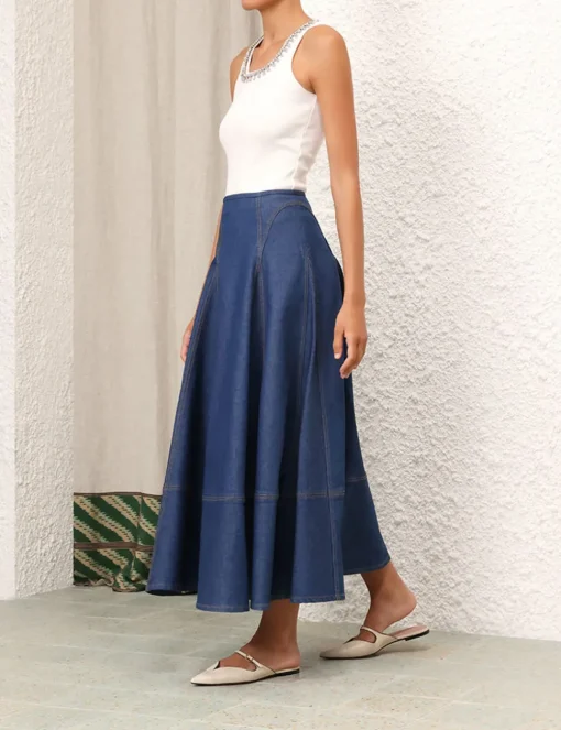 Matchmaker Denim Flare Skirt
