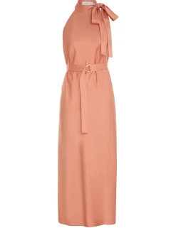 Neck Tie Halter Bias Dress