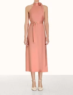 Neck Tie Halter Bias Dress