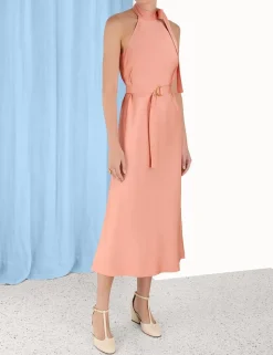 Neck Tie Halter Bias Dress