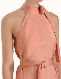 Neck Tie Halter Bias Dress