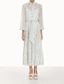 Pleated Sunray Midi Skirt