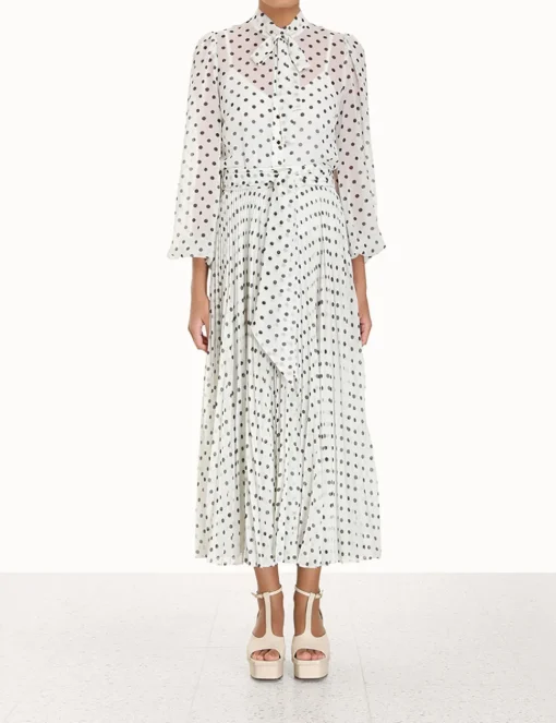 Pleated Sunray Midi Skirt