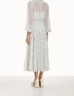 Pleated Sunray Midi Skirt