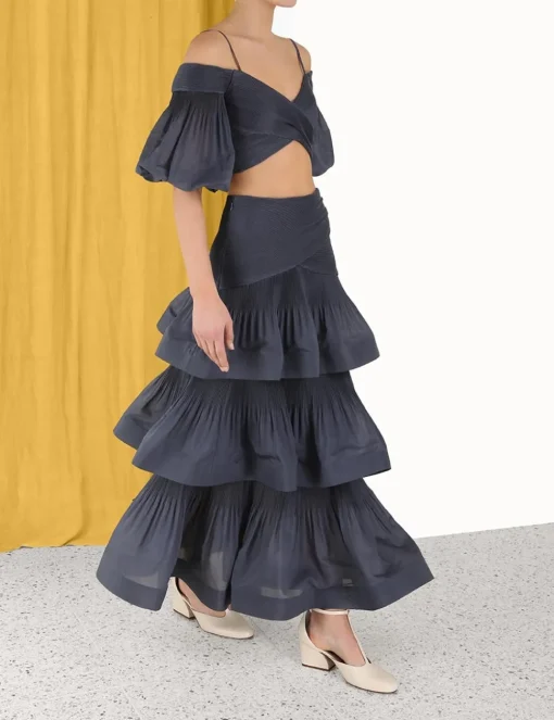 Pleated Tiered Skirt