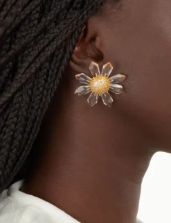 Quartz Sunflower Earrings