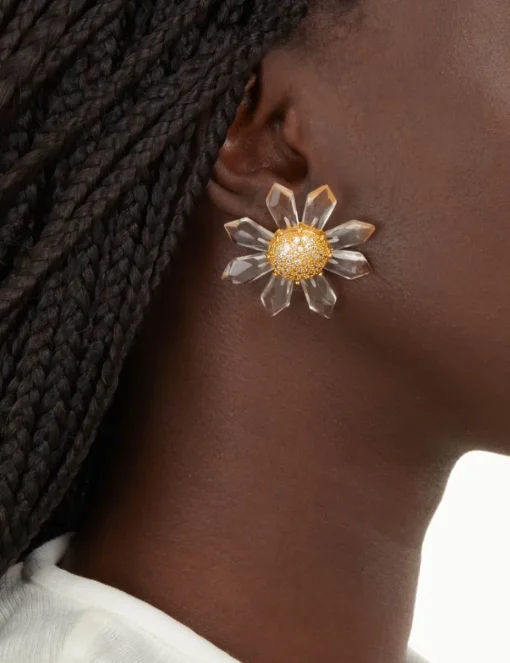 Quartz Sunflower Earrings
