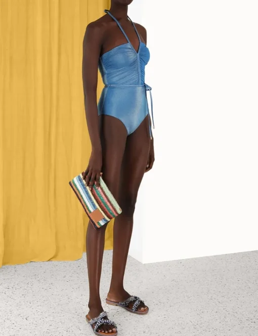 Raie Lurex Ruched Halter 1Pc