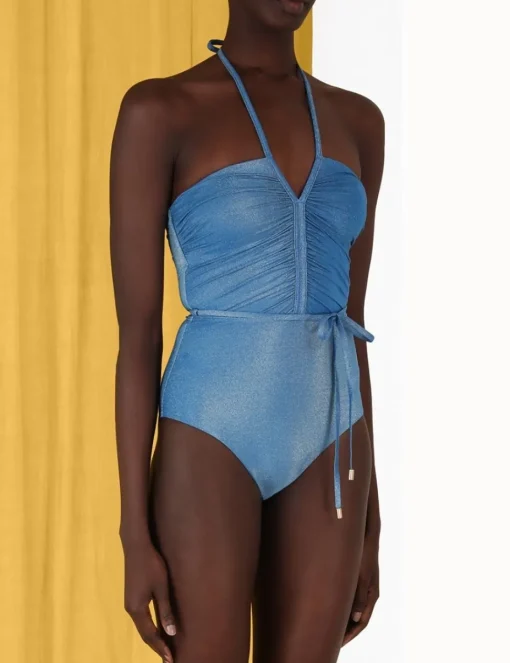 Raie Lurex Ruched Halter 1Pc