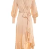 Silk Wrap Midi Dress