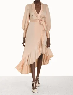 Silk Wrap Midi Dress