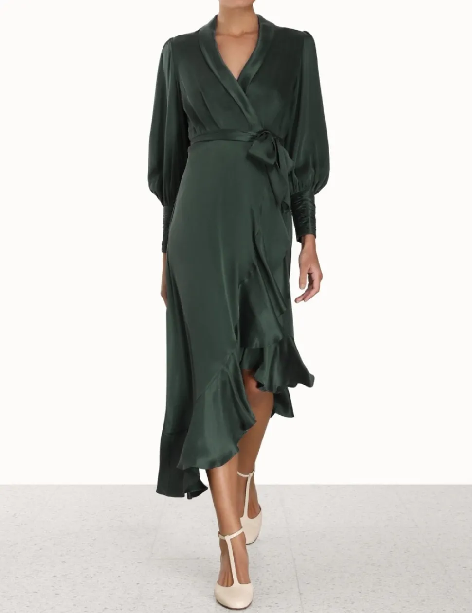 Silk Wrap Midi Dress