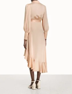 Silk Wrap Midi Dress