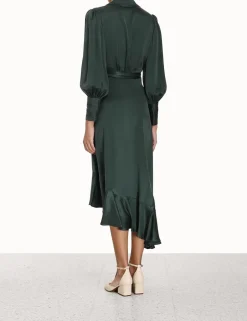 Silk Wrap Midi Dress