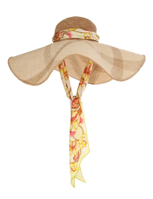Straw & Printed Silk Sunhat