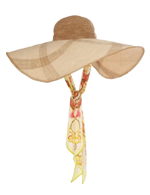 Straw & Printed Silk Sunhat