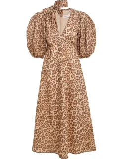 Tie Neck Midi Dress